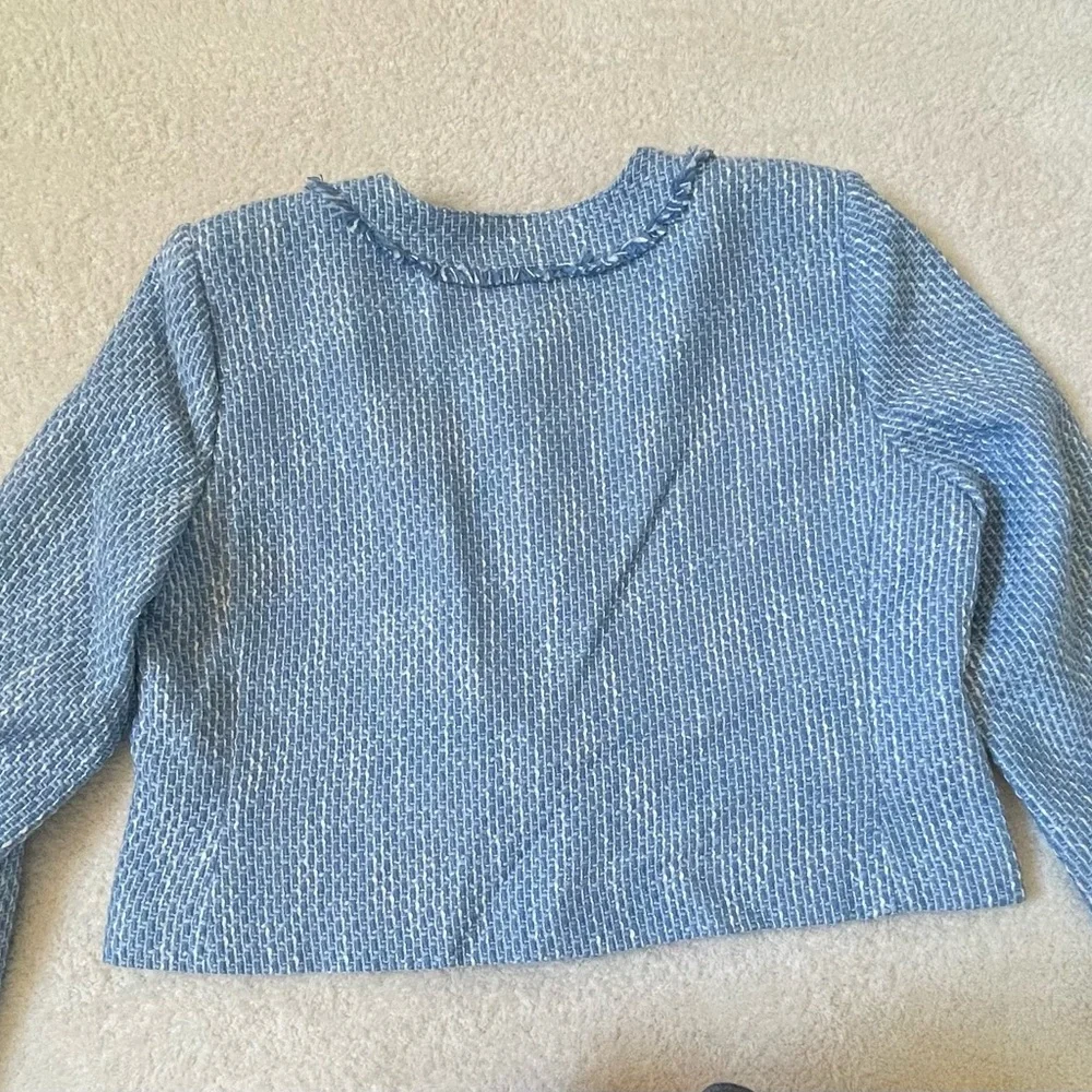 NWT LOFT Tweed Lady Jacket Blue and White XL - Picture 8 of 13